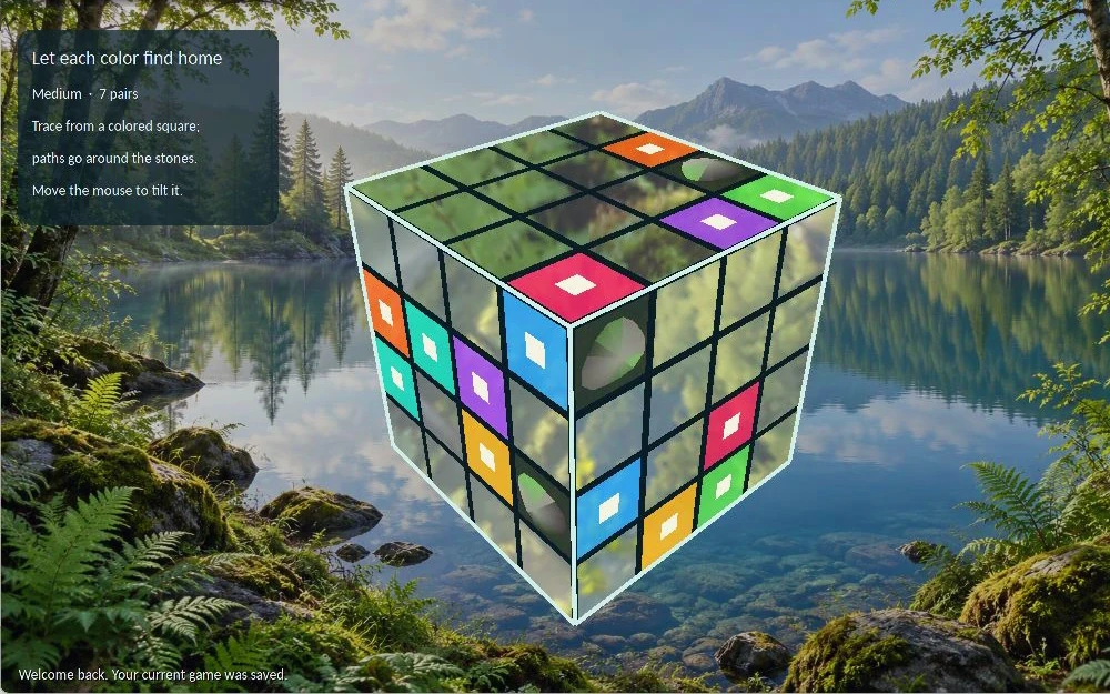 The same frame through Entropic HDR at decorrelation 0.09 and allocation 0.11: deeper water, fuller greens, separated stone colors
