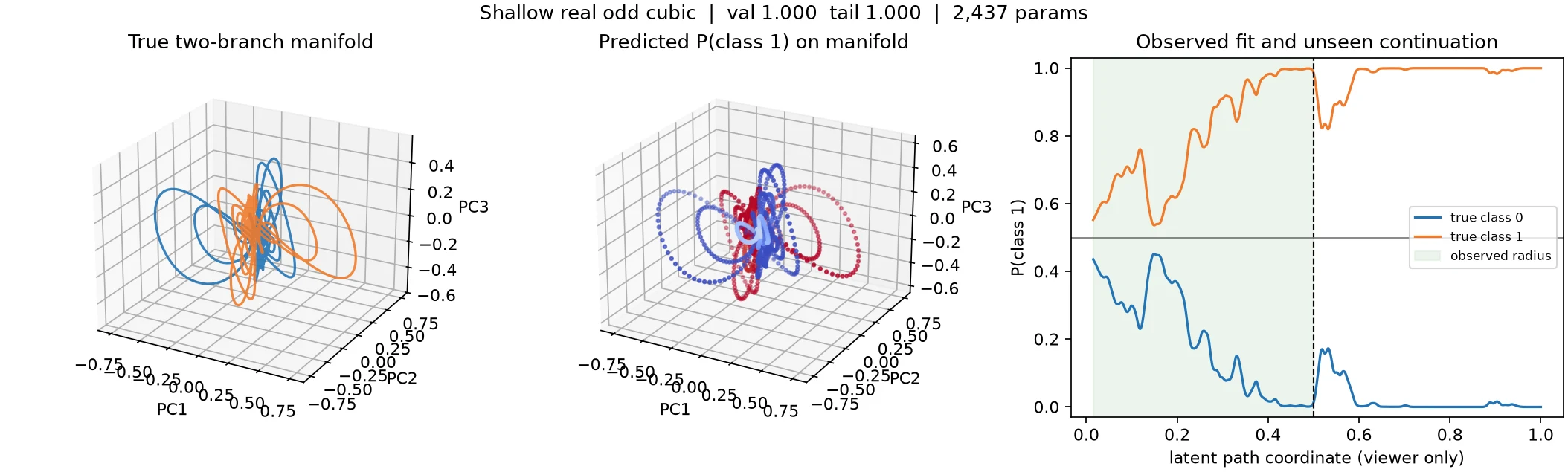 A shallow odd-cubic model cleanly separates both branches of the high-rank spiral wall through the unseen half.
